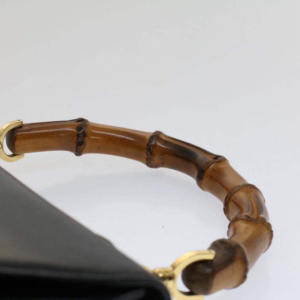 GUCCI Bamboo Hand Bag Leather Black 000.1781 Auth yk8245 - Picture 8 of 16